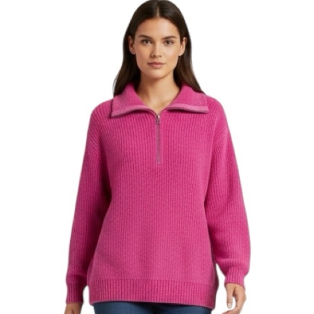 Urban Outfitters Vibrant Pink Knit Cowl Neck Sweater